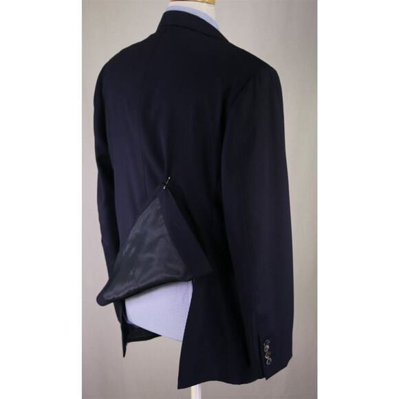 Cardinal of Canada Navy Blue Woven 2-Btn Wool Blazer w/ MOP Buttons 44R - Picture 7 of 9